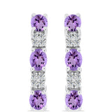 Cercei din Argint 925 ( 4.05 grame ) cu Ametist Rose de France și Topaz Alb 2 Carate