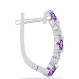 Cercei din Argint 925 ( 4.05 grame ) cu Ametist Rose de France și Topaz Alb 2 Carate