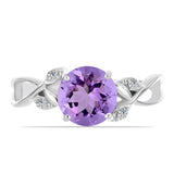Inel din Argint 925 ( 2.18 grame ) cu Ametist Rose de France și Topaz Alb 1.65 Carate