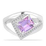Inel din Argint 925 ( 4.5 grame ) cu Ametist Rose de France și Topaz Alb 2.25 Carate