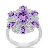 Inel din Argint 925 ( 4.48 grame ) cu Ametist Rose de France și Topaz Alb 3.91 Carate
