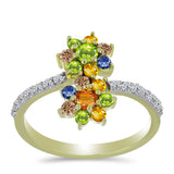 Inel din Argint 925 Placat cu Aur ( 2.48 grame ) cu Safir Rosebery Curcubeu și Topaz Alb 1.16 Carate