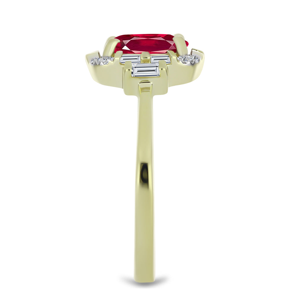 Inel din Argint 925 Placat cu Aur ( 2.44 grame ) cu Rubin Malagasy și Zircon Alb 2.03 Carate
