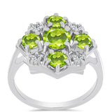 Inel din Argint 925 ( 3.51 grame ) cu Peridot Changbai și Topaz Alb 2.13 Carate