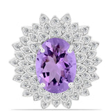 Inel din Argint 925 ( 6.37 grame ) cu Ametist Rose de France și Topaz Alb 5.86 Carate