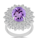 Inel din Argint 925 ( 6.37 grame ) cu Ametist Rose de France și Topaz Alb 5.86 Carate