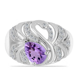 Inel din Argint 925 ( 4.66 grame ) cu Ametist Rose de France și Topaz Alb 1.16 Carate