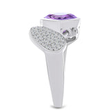 Inel din Argint 925 ( 5.09 grame ) cu Ametist Rose de France și Topaz Alb 4.15 Carate