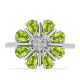 Inel din Argint 925 ( 3.49 grame ) cu Peridot Changbai și Topaz Alb 1.7 Carate