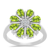 Inel din Argint 925 ( 3.49 grame ) cu Peridot Changbai și Topaz Alb 1.7 Carate