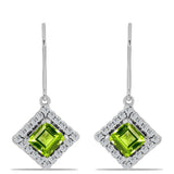 Cercei din Argint 925 ( 2.65 grame ) cu Peridot Changbai și Topaz Alb 2.89 Carate