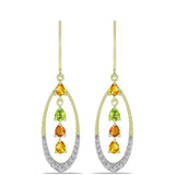 Cercei din Argint 925 Placat cu Aur ( 3.81 grame ) cu Safir Rosebery Curcubeu și Topaz Alb 2.13 Carate