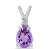 Pandantiv din Argint 925 ( 0.67 grame ) cu Ametist Rose de France și Topaz Alb 0.96 Carate