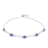 Brățară din Argint 925 ( 6.4 grame ) cu Ametist Rose de France și Topaz Alb 3.72 Carate