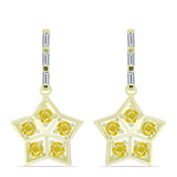 Cercei din Argint 925 Placat cu Aur ( 2.99 grame ) cu Safir Rosebery Galben și Zircon Alb 1.64 Carate