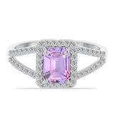 Inel din Argint 925 ( 2.56 grame ) cu Ametist Rose de France și Topaz Alb 1.97 Carate