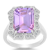 Inel din Argint 925 ( 4.29 grame ) cu Ametist Rose de France și Topaz Alb 6.97 Carate