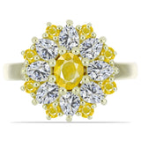 Inel din Argint 925 Placat cu Aur ( 4.01 grame ) cu Safir Rosebery Galben și Topaz Alb 2.15 Carate