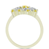 Inel din Argint 925 Placat cu Aur ( 4.01 grame ) cu Safir Rosebery Galben și Topaz Alb 2.15 Carate