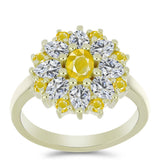 Inel din Argint 925 Placat cu Aur ( 4.01 grame ) cu Safir Rosebery Galben și Topaz Alb 2.15 Carate