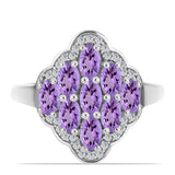 Inel din Argint 925 ( 3.79 grame ) cu Ametist Rose de France și Topaz Alb 2.04 Carate
