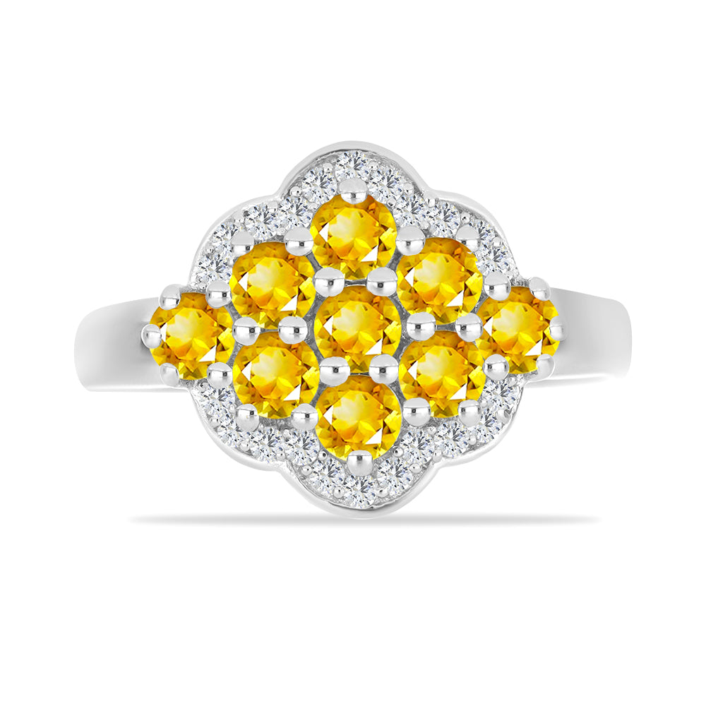 Inel din Argint 925 ( 3.38 grame ) cu Citrin Ural și Topaz Alb 1.15 Carate