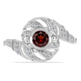 Inel din Argint 925 ( 2.79 grame ) cu Granat Barton și Topaz Alb 0.86 Carate