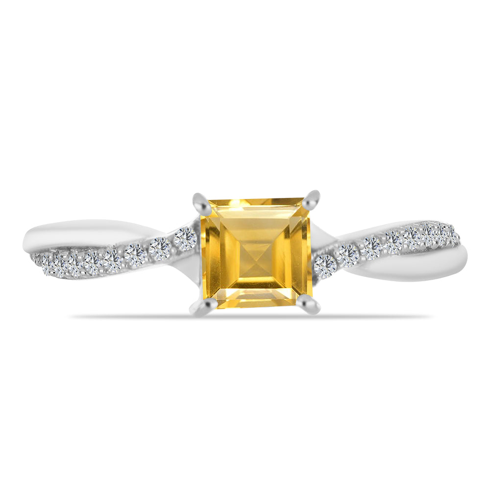 Inel din Argint 925 ( 1.75 grame ) cu Citrin Ural și Topaz Alb 0.9 Carate