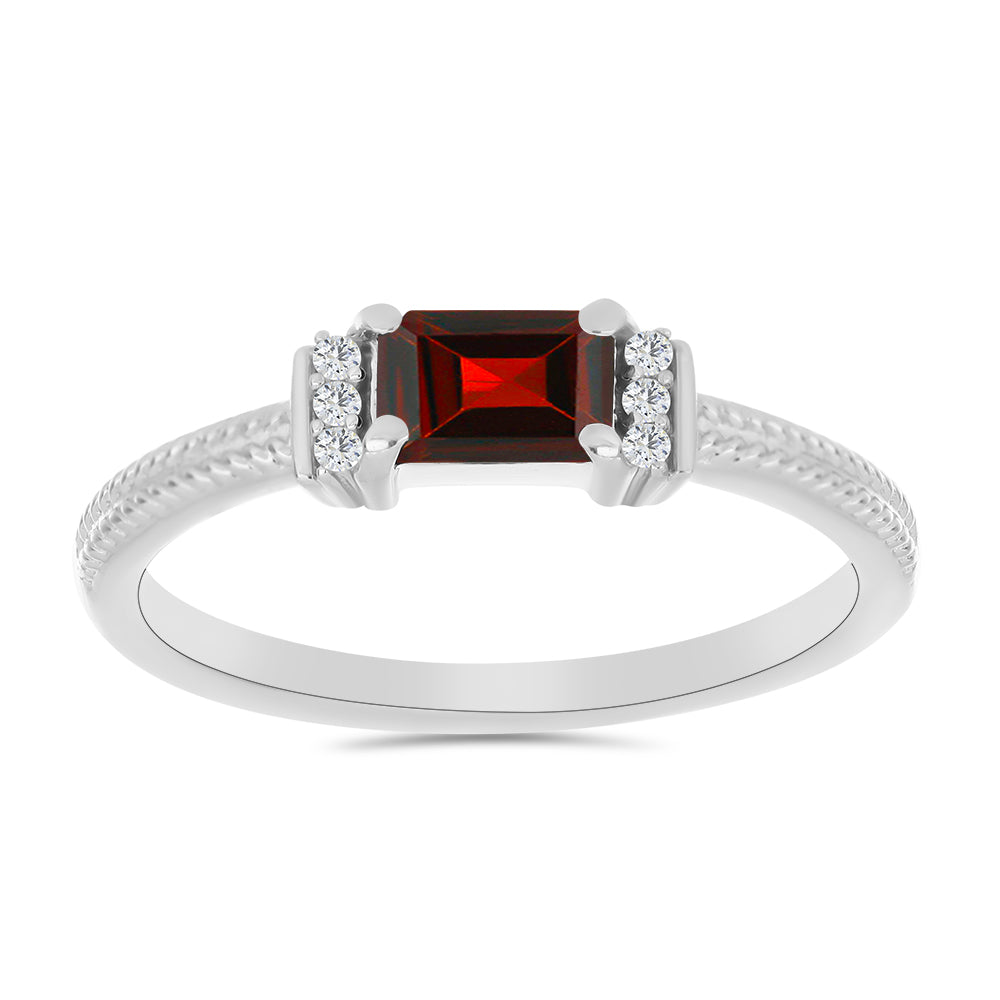 Inel din Argint 925 ( 2.18 grame ) cu Granat Barton și Topaz Alb 0.73 Carate
