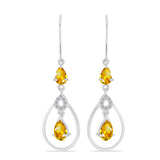 Cercei din Argint 925 ( 3.5 grame ) cu Citrin Ural și Topaz Alb 2.11 Carate