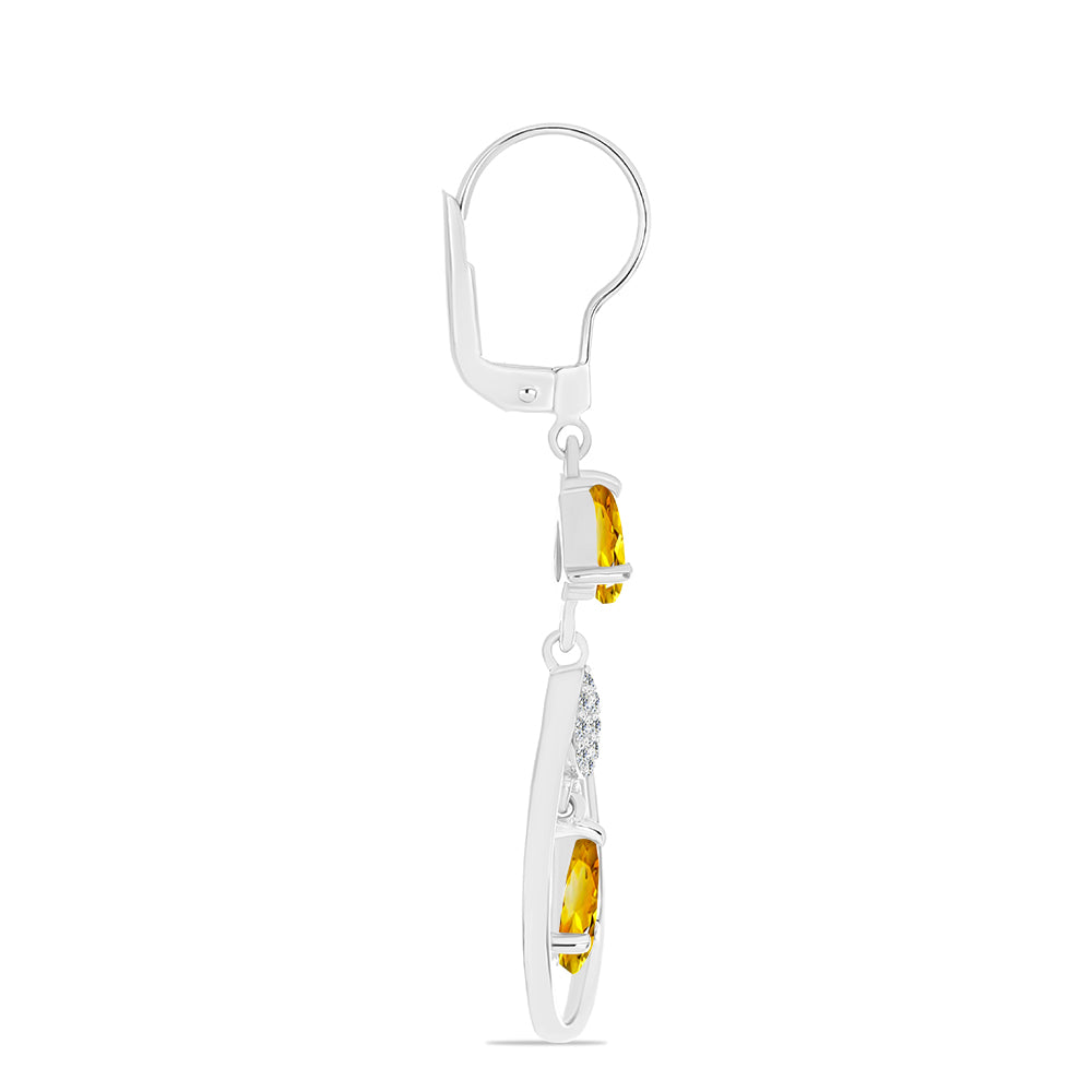 Cercei din Argint 925 ( 3.5 grame ) cu Citrin Ural și Topaz Alb 2.11 Carate