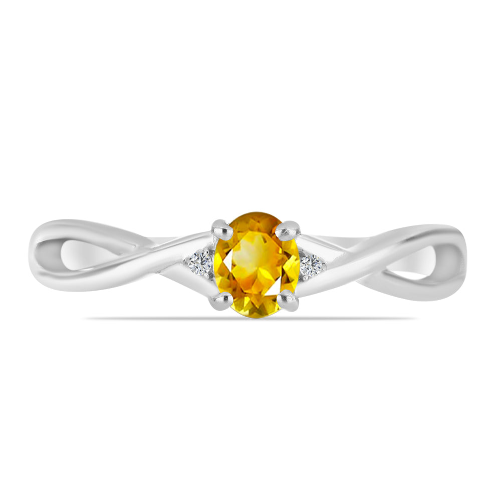 Inel din Argint 925 ( 2.01 grame ) cu Citrin Ural și Topaz Alb 0.34 Carate