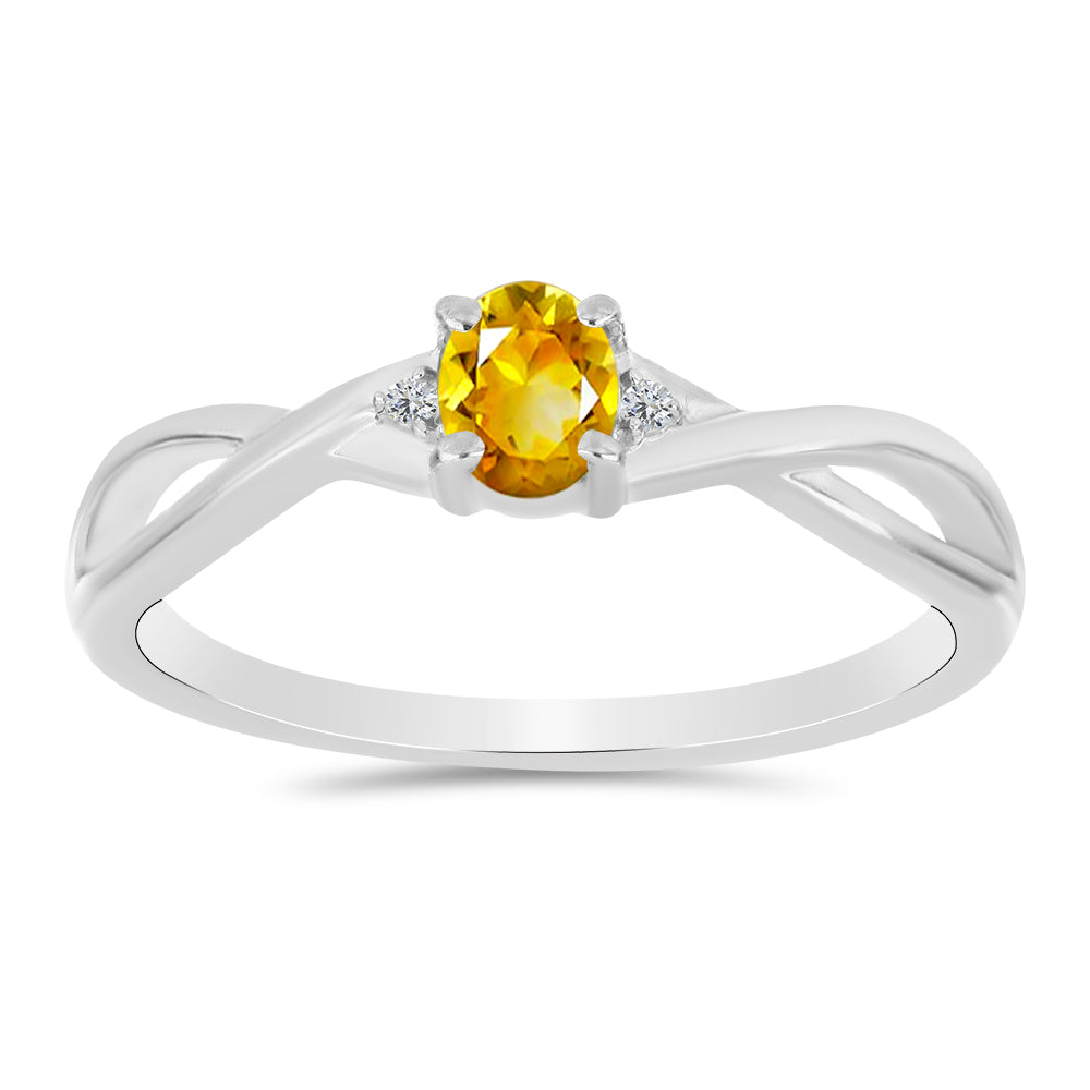 Inel din Argint 925 ( 2.01 grame ) cu Citrin Ural și Topaz Alb 0.34 Carate