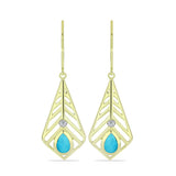 Cercei din Argint 925 Placat cu Aur ( 4.46 grame ) cu Turcoaz ”Frumoasa Adormită” și Topaz Alb 0.81 Carate