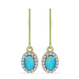 Cercei din Argint 925 Placat cu Aur ( 2.61 grame ) cu Turcoaz ”Frumoasa Adormită” și Topaz Alb 1.09 Carate