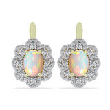 Cercei din Argint 925 Placat cu Aur ( 3.85 grame ) cu Opal Etiopian Lega Dembi și Topaz Alb 1.95 Carate