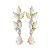 Cercei din Argint 925 Placat cu Aur ( 4.07 grame ) cu Opal Etiopian Lega Dembi și Topaz Alb 1.72 Carate