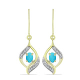 Cercei din Argint 925 Placat cu Aur ( 3.93 grame ) cu Turcoaz ”Frumoasa Adormită” și Topaz Alb 1.11 Carate