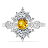 Inel din Argint 925 ( 2.79 grame ) cu Citrin Ural și Topaz Alb 1.08 Carate