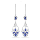 Cercei din Argint 925 ( 5.22 grame ) cu Tanzanit și Topaz Alb 1.82 Carate