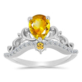 Inel din Argint 925 ( 2.91 grame ) cu Citrin Ural și Topaz Alb 1.11 Carate