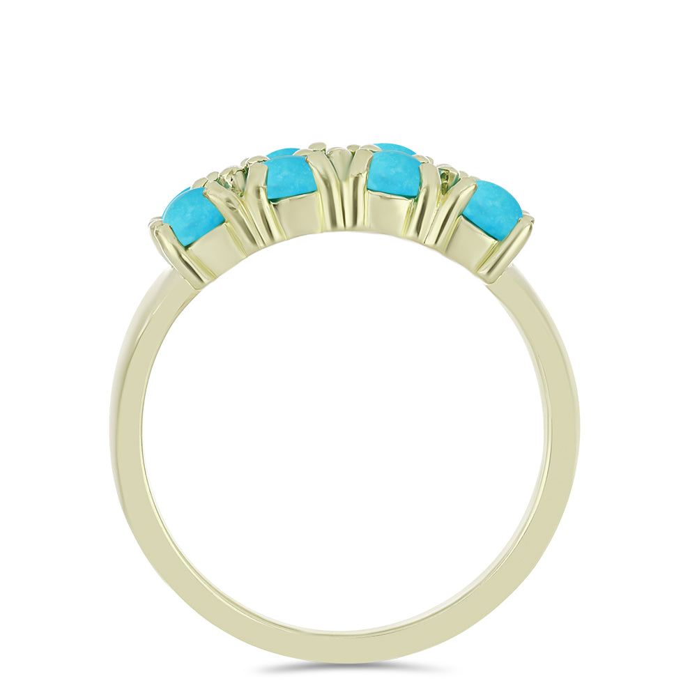 Inel din Argint 925 Placat cu Aur ( 2.94 grame ) cu Turcoaz ”Frumoasa Adormită” și Topaz Alb 1.4 Carate