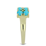 Inel din Argint 925 Placat cu Aur ( 2.94 grame ) cu Turcoaz ”Frumoasa Adormită” și Topaz Alb 1.4 Carate