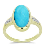 Inel din Argint 925 Placat cu Aur ( 3.63 grame ) cu Turcoaz ”Frumoasa Adormită” și Topaz Alb 4.31 Carate
