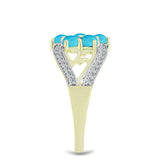Inel din Argint 925 Placat cu Aur ( 4.12 grame ) cu Turcoaz ”Frumoasa Adormită” și Topaz Alb 1.64 Carate
