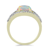 Inel din Argint 925 Placat cu Aur ( 2.93 grame ) cu Opal Etiopian Lega Dembi și Topaz Alb 1.69 Carate