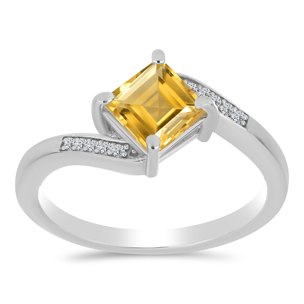 Inel din Argint 925 ( 2.85 grame ) cu Citrin Ural și Topaz Alb 1.21 Carate