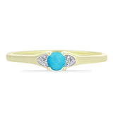 Inel din Argint 925 Placat cu Aur ( 1.58 grame ) cu Turcoaz ”Frumoasa Adormită” și Topaz Alb 0.29 Carate