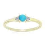 Inel din Argint 925 Placat cu Aur ( 1.58 grame ) cu Turcoaz ”Frumoasa Adormită” și Topaz Alb 0.29 Carate