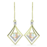 Cercei din Argint 925 Placat cu Aur ( 3.12 grame ) cu Opal Etiopian Lega Dembi și Topaz Alb 0.72 Carate